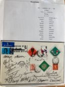 1967 Celtic v Dynamo football match cover signed by 15+ Kiev players plus Kenneth Wolstenholme. Good