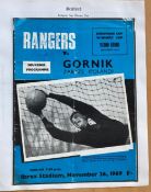 Colin Stein signed Rangers v Gornik 1969 Match football programme . Good condition. All autographs
