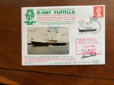 Falklands War Admiral Sandy Woodward signed D-Day Navy cover1994, also signed by HM Yacht
