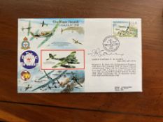 WW2 BOB fighter ace Grp Capt Frank Carey DFC AFC DFM signed 50th ann BOB cover. Good condition.