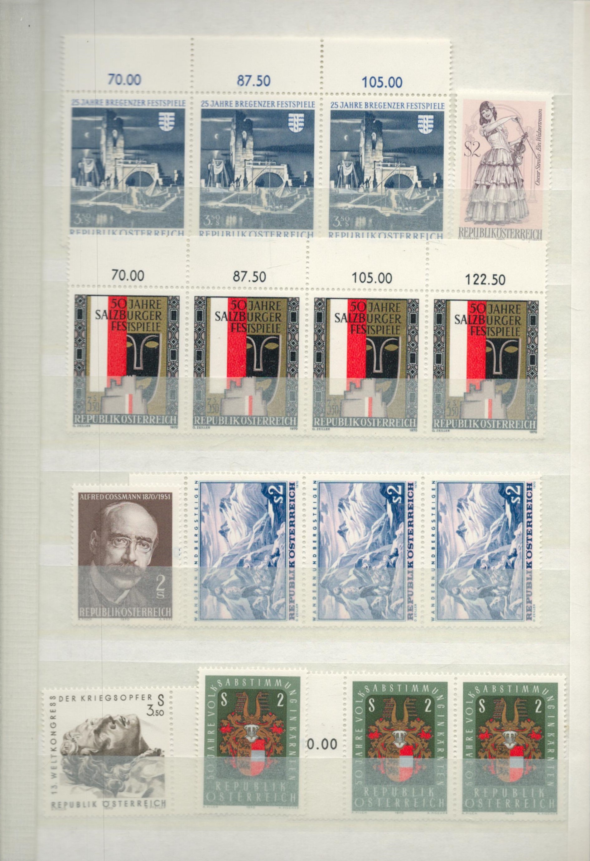 Austria Mint & used Stamps ina Lidner Stockbook with 17 Hardback Pages and 8 Rows each side