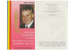 Nicolae Ceaucascu Statesman and Fighter for Détente Disarmament and Peace hardback book by Robert