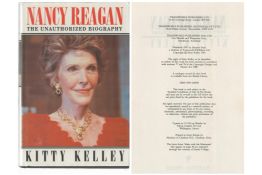Nancy Reagan the unauthorized biography by Kitty Kelly hardback book. First edition 1991. Good