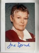 Judy Dench James Bond Film Actress 6x4 inch signed photo. Good condition. All autographs are genuine