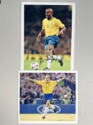 Franca, Ze Roberto Brazilian International Footballers TWO 10x8 inch signed photos. Good