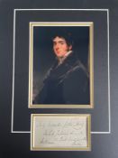 2nd Viscount Melbourne Former Whig Prime Minister Signed Display. Good condition. All autographs are