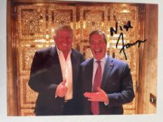 Nigel Farage Pro Brexit Politician 8x6 inch signed photo. Good condition. All autographs are genuine