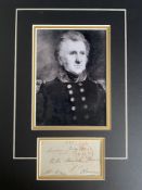 Charles Adam Distinguished Naval Admiral Signed Display. Good condition. All autographs are