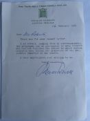 Enoch Powell Legendary British Politician One page Signed Letter . Good condition. All autographs