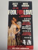 Julitte Lewis, Martin Henderson Fool for Love Cast Signed Theatre Advertising Card. Good