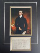 2nd Earl Charles Grey Former Whig Prime Minister Signed Display. Good condition. All autographs