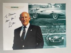 Stirling Moss Late Great British F1 Driver 8x6 inch signed photo. Good condition. All autographs are