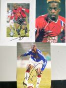 Djetou, Govou, Gallas French International Footballers THREE 10x8 inch signed photos. Good
