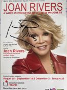 Joan Rivers Comedienne and Actress Signed Promo Theatre Card. Good condition. All autographs are