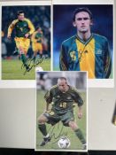 Emerton, Tiatto, Popovic Australia International Footballers THREE 10x8 inch signed photos. Good