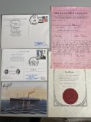 Titanic Collection Millvina Dean, Captain Flotof, Commander Lightoller Signed Postcards and