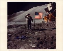 David R. Scott signed 10x8 inch colour photo pictured on the moon. Good condition. All autographs