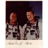 Charles Conrad JR and Gordon Cooper JR signed 10x8 inch colour photo pictured in Space suit. Good