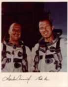 Charles Conrad JR and Gordon Cooper JR signed 10x8 inch colour photo pictured in Space suit. Good