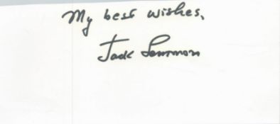 Jack Lemmon signed 6x2inch white card. Good condition. All autographs are genuine hand signed and