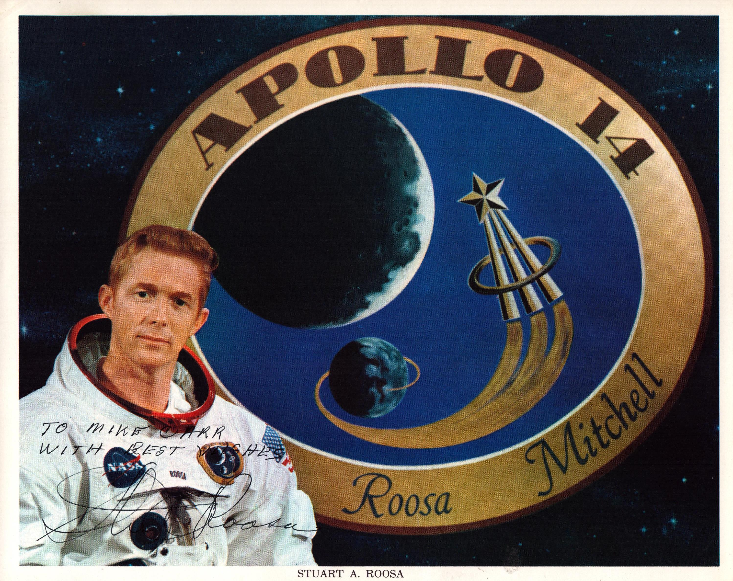 Stuart Roosa signed NASA Apollo 14 original 10x8 inch colour photo dedicated inscribed To Mike