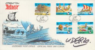 Albert Uderzo (1927-2020), a signed Operation Asterix Guernsey FDC. He was a French comic book