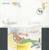 Quentin Blake, two original signed items: a 6x4 official Roald Dahl BFG unused postcard. Plus, a