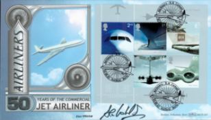 Alan Whicker signed 50 years of the commercial Jet Airliner Benham FDC triple pm Airliners DH