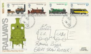 Ronnie Biggs, member of the 1963 Great Train Robbery gang. A signed Railways FDC, with full set of