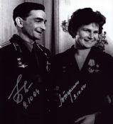Valery Bykovsky and Valentina Tereshkova signed 10x8inch black and white photo. From single