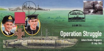 WW2 Operation Struggle cover signed by Miniature submarine (X-Craft) veteran Sub Lt Max Shean DSO