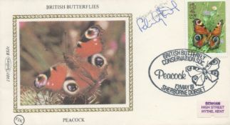 Felicity Kendal signed Benham small silk British Butterflies cover. Good condition. All autographs