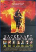 Backdraft Movie Poster (German Version) 1991 featuring Kurt Russell and William Baldwin, approx.