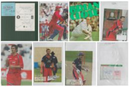 Cricket an Album signed programme, magazine pages, Score card, Menu, Car park ticket. Signature