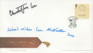 Ian McKellen and Christopher Lee, a signed Lord of the Rings Tolken FDC. Postmarked - An English