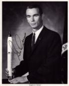 Gene Cernan signed NASA official 10x8 inch black and white photo pictured in suit. From single. Good