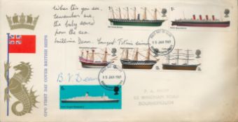 The Titanic, a British Ships FDC signed by Titanic survivors Millvina Dean (1912-2009 - with