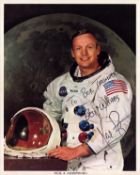 Neil Armstrong signed original NASA 10x8 inch colour photo pictured in Space suit dedicated. Good