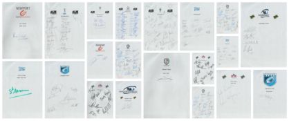 Rugby Union 22 pages A4 sheets signed signature includes Dean Ryan, Mike Ruddock, Alex Brown,
