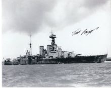 HMS Hood, 8x10 inch photo signed by Ted Briggs who at the time of signing was the last living of
