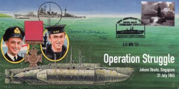 WW2 Operation Struggle cover signed by Miniature submarine (X-Craft) veteran Sub Lt Frank Ogden of