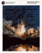 Endeavour lifts off into space signed 10x8inch colour NASA photo. Signed by 8. Gordon Cooper,.
