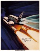 Bob Overmyer signed 10x8inch colour space shuttle launch phase photo. From single vendor Space. Good