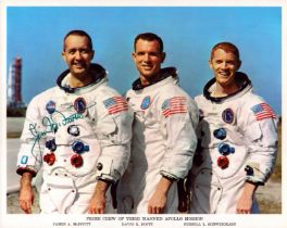 James A. McDivitt signed NASA original Prime Crew of Third Manned Apollo Mission 10x8 inch colour.