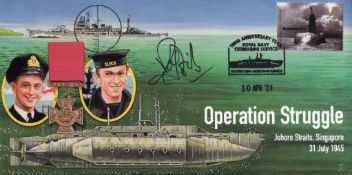 WW2 Operation Struggle cover signed by Miniature submarine (X-Craft) veteran Sub Lt Gerald Lloyd