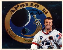 Alan Shepard JR signed Apollo 14 NASA original 10x8 inch colour photo dedicated inscribed To