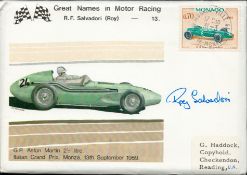 Roy Salvadori signed Great Names in Motor Racing FDC GP Aston Martin 21/2 Litre Italian Grand Prix