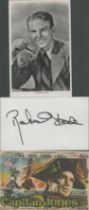 Robert Stack signed autograph card 5x3 Inch include black & white photo 5.5x3.5 Inch plus a small