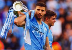 Football Ruben Dias signed 12x8 inch Manchester City colour photo pictured celebrating with the