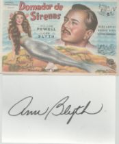 Ann Blyth signed autograph card 5x3 Inch plus a small flyer Universal Internacional flyer Domador de